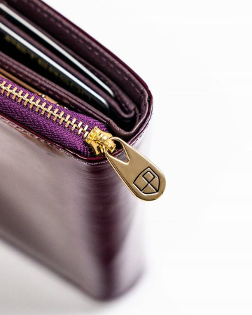 Damen-Geldbörse aus Leder mit Druckknopf – Peterson