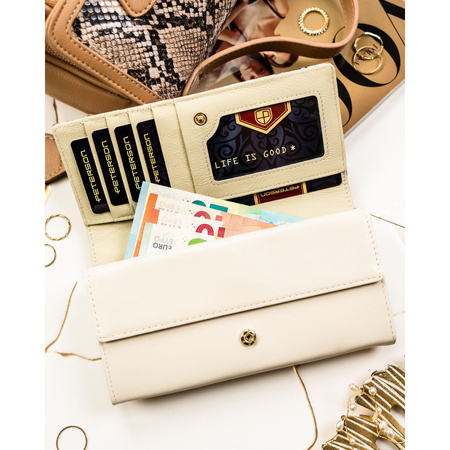 Elegante Damen-Geldbörse mit Blumen aus Natur- und Öko-Leder – Peterson