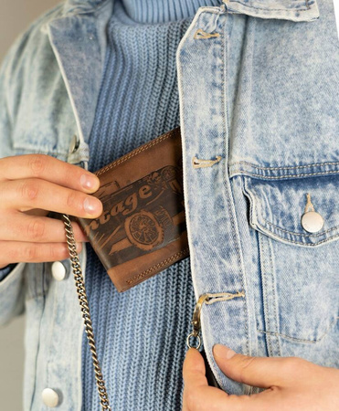 Große Herren Geldbörse aus Leder ohne Verschluss