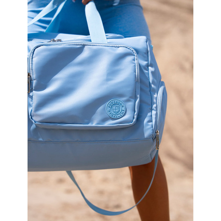 Hellblaue Sport-Reisetasche aus Polyester mit Schultergurt und Koffergurt – Peterson