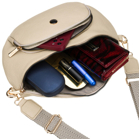 Peterson Damen-Bauchtasche aus Öko-Leder in Beige mit Reißverschluss