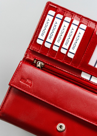 Damen Geldbörse aus Leder im Querformat mit Druckknopf – 4U Cavaldi