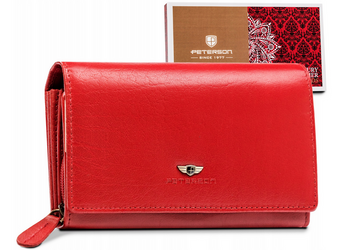 Klassische Damen Geldbörse aus Leder mit Druckknopf – Peterson