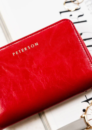 Kompakte Damen Geldbörse aus Echtleder in Blutrot – Peterson