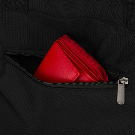 Schwarze Damen-Shopper-Tasche mit Reißverschluss und Außentasche – Peterson