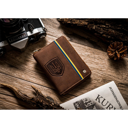 Herren Geldbörse aus Leder mit ukrainischem Wappen und Farben – Peterson