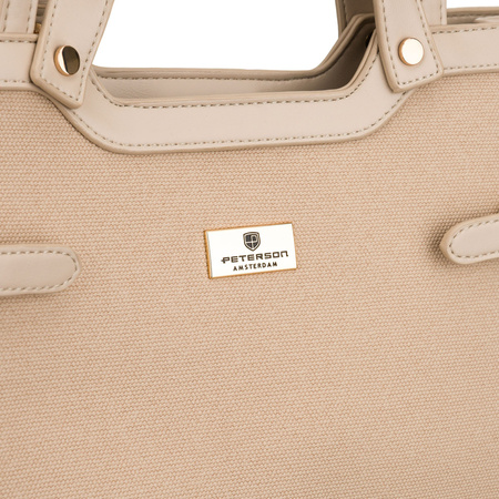 Klassische, beige Damen-Handtasche mit Magnetverschluss – Peterson