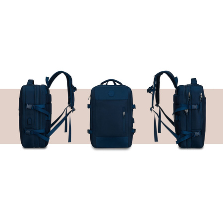 Reise-Rucksack aus Cordura in Marineblau, ausgestattet mit USB-Anschluss - Peterson