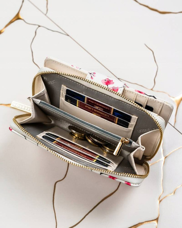 Große vertikale Damen Geldbörse aus Öko-Leder mit Blumenmuster – Peterson