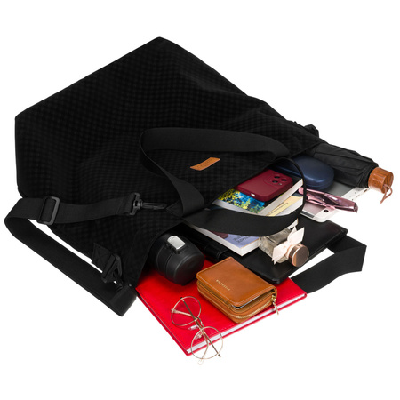 Große Damen-Handtasche in Schwarz mit Außenfach mit Reißverschluss - Rovicky