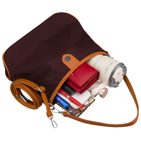 Städtische Damen-Handtasche aus Polyester und Öko-Leder in Bordeaux, ein Fach – Peterson