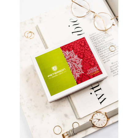 Elegante, kleine Damen Geldbörse in Gold aus echtem Leder – Peterson