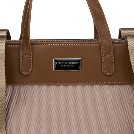 Beige Damen-Shopper mit Henkeln und abnehmbarem Gürtel - Peterson