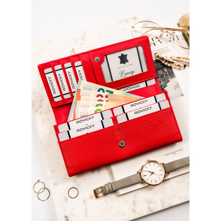 Damen Geldbörse aus Öko-Leder in Rot mit Druckknopf & Bügelverschluss – 4U Cavaldi