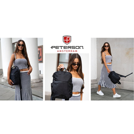 Peterson – Schwarzer Damen-Rucksack aus Nylon mit verstellbaren Trägern