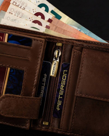 Große Herren Geldbörse aus Leder mit Zierprägung – Peterson