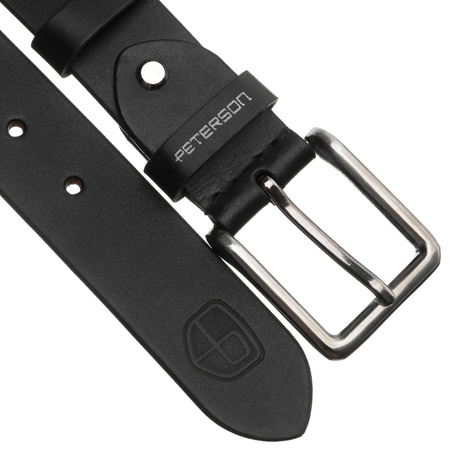 Herren-Gürtel aus Naturleder in Schwarz mit traditioneller Schnalle - Peterson