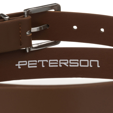 Universeller, schmaler Damen-Gürtel aus Öko-Leder in Khaki mit silberner Schnalle - Peterson