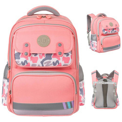 Rosa Schulrucksack aus atmungsaktivem Polyester mit Brustgurt – Peterson