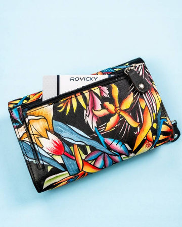 Damen Geldbörse mit Druckknopf aus echtem Leder – Rovicky