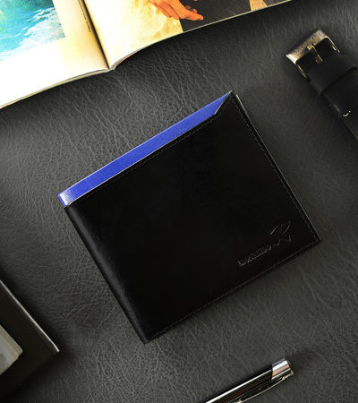 Zusammenklappbare, horizontale Herren Geldbörse aus glänzendem Leder – Ronaldo