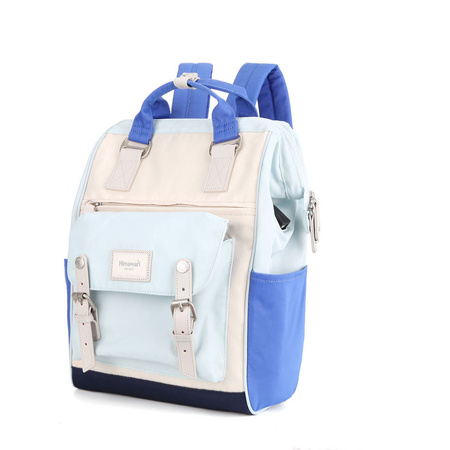 Hellblau-beiger Rucksack aus wasserabweisendem Polyester mit USB-Anschluss – Himawari