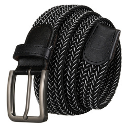 Schwarz-weißer Herren Gürtel mit klassischer Schnalle in Silber – Peterson