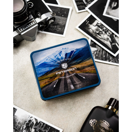 Elegante Herren-Geldbörse aus Leder in Schwarz ohne Außenverschluss – Peterson