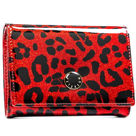 Rote Damen-Geldbörse aus Öko-Leder und Naturleder mit Fleckenmuster - Peterson