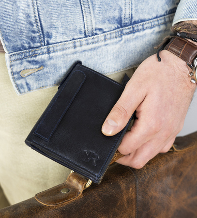 Große Retro Herren Geldbörse mit zwei Münzfächern – Rovicky