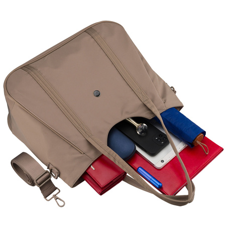 Damen-Shopper aus Polyester in Beige, ein Hauptfach und mit Reißverschluss – Peterson