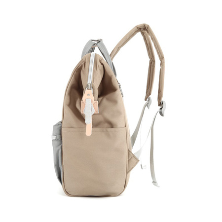 Beige-grauer Damen Rucksack mit verstellbaren Schultergurten – Himawari