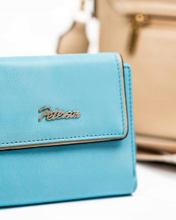 Kleine Damen Geldbörse aus Leder mit Druckknopf und Reißverschluss – Peterson