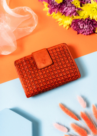 Damen Geldbörse mit Druckknopf in Orange – Rovicky