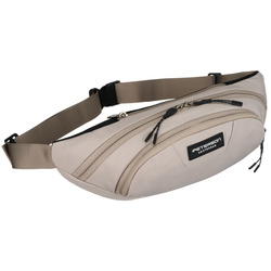 Praktische, hellgraue Sporttasche aus Polyester, aufgehängt an einem verstellbaren Gürtel – Peterson