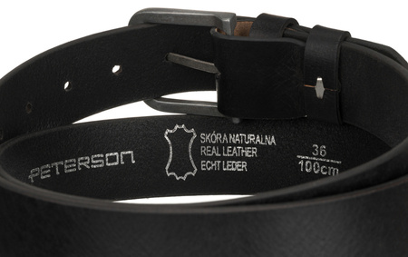 Herren Ledergürtel mit silberfarbener klassischer Schnalle – Peterson