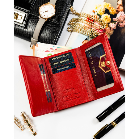 Elegante, rote Damen-Geldbörse aus Natur- und Öko-Leder - Peterson