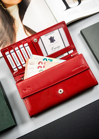 Damen Geldbörse aus Leder im Querformat mit Druckknopf – 4U Cavaldi