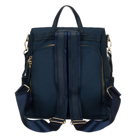 Damen-Rucksack aus Nylon und Öko-Leder in Marineblau, mit Reißverschluss – Peterson