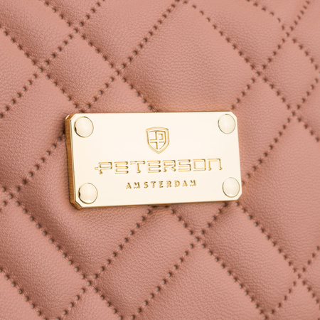 Einräumige, rosa Kosmetiktasche aus Synthetikstoff mit praktischem Griff – Peterson