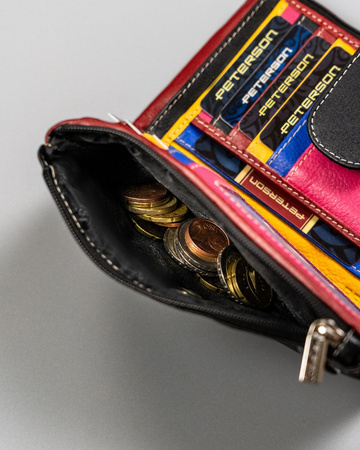 Mittelgroße Damen Geldbörse aus Leder in Schwarz – Peterson