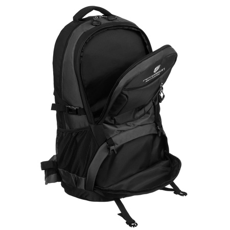 Schwarz-grauer Wanderrucksack aus Polyester mit Reißverschluss – Peterson