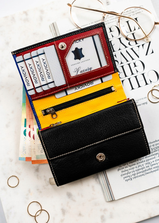 Damen Geldbörse aus Leder mit Druckknopf – Rovicky