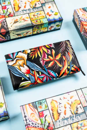 Große Damen Geldbörse aus Leder mit Druckknopf – Rovicky