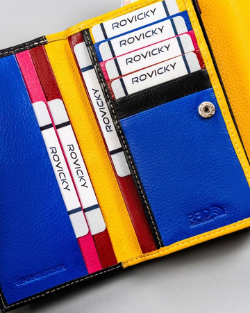 Elegante Damen Geldbörse aus Leder mit Druckknopf – Rovicky