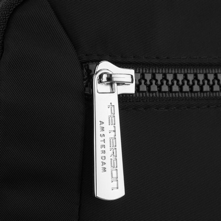 Kleine, schwarze Damen-Handtasche aus Polyester mit Reißverschluss, zweifächrig - Peterson