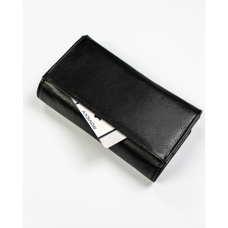 Schwarze Damen Geldbörse aus Leder passend für Fahrzeugschein – Rovicky