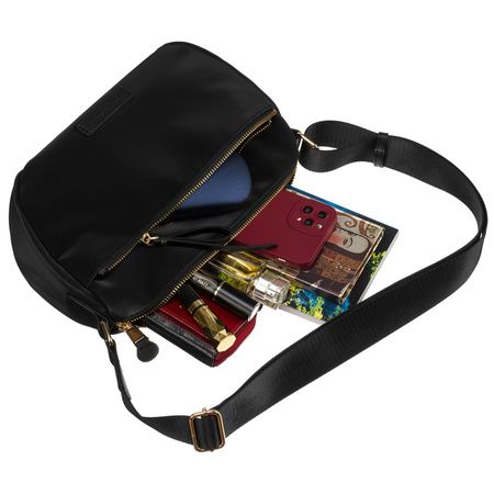 Schwarze Damentasche aus Nylon mit Schulterriemen – Peterson