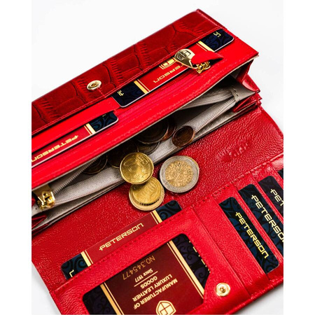 Rote Damen Geldbörse aus Leder mit Krokoprägung – Peterson