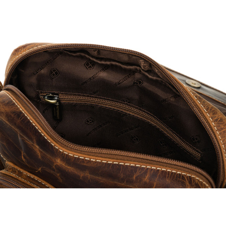 Herren-Umhängetasche aus Leder mit Klappe in Braun – Peterson